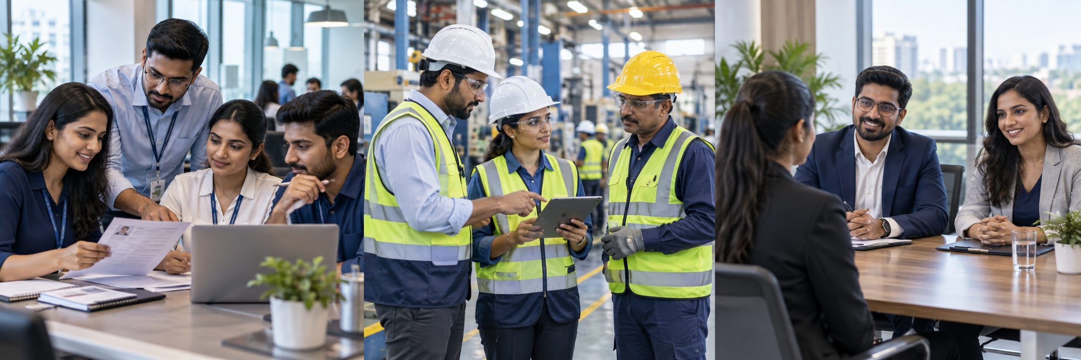 Indian HR professionals, manufacturing engineers and recruitment interview
